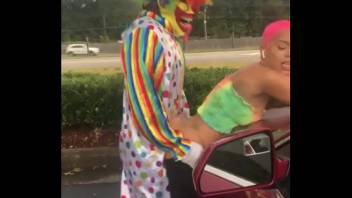 Gibby The Clown fucks Jasamine Banks outside in broad daylight